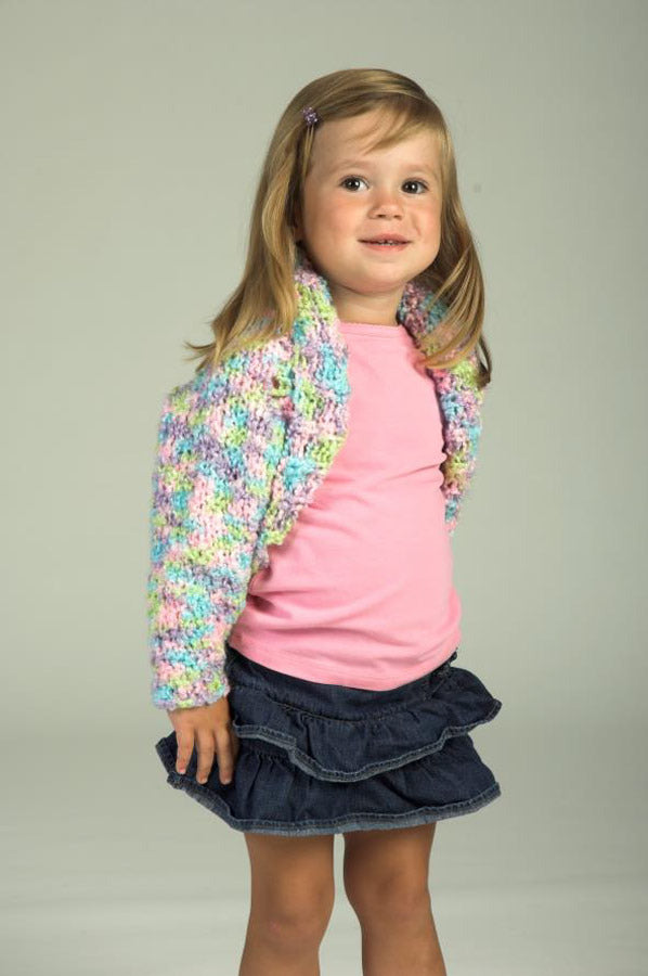 Kid’s Shrug in Plymouth Yarn Encore Boucle Colorspun - 1868 - PDF