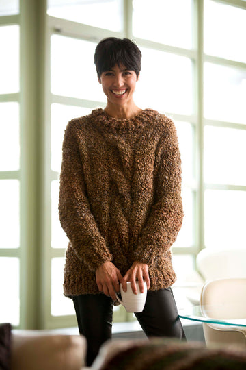 Cozy Textured Pullover in Lion Brand Homespun Thick & Quick - L32012 PDF