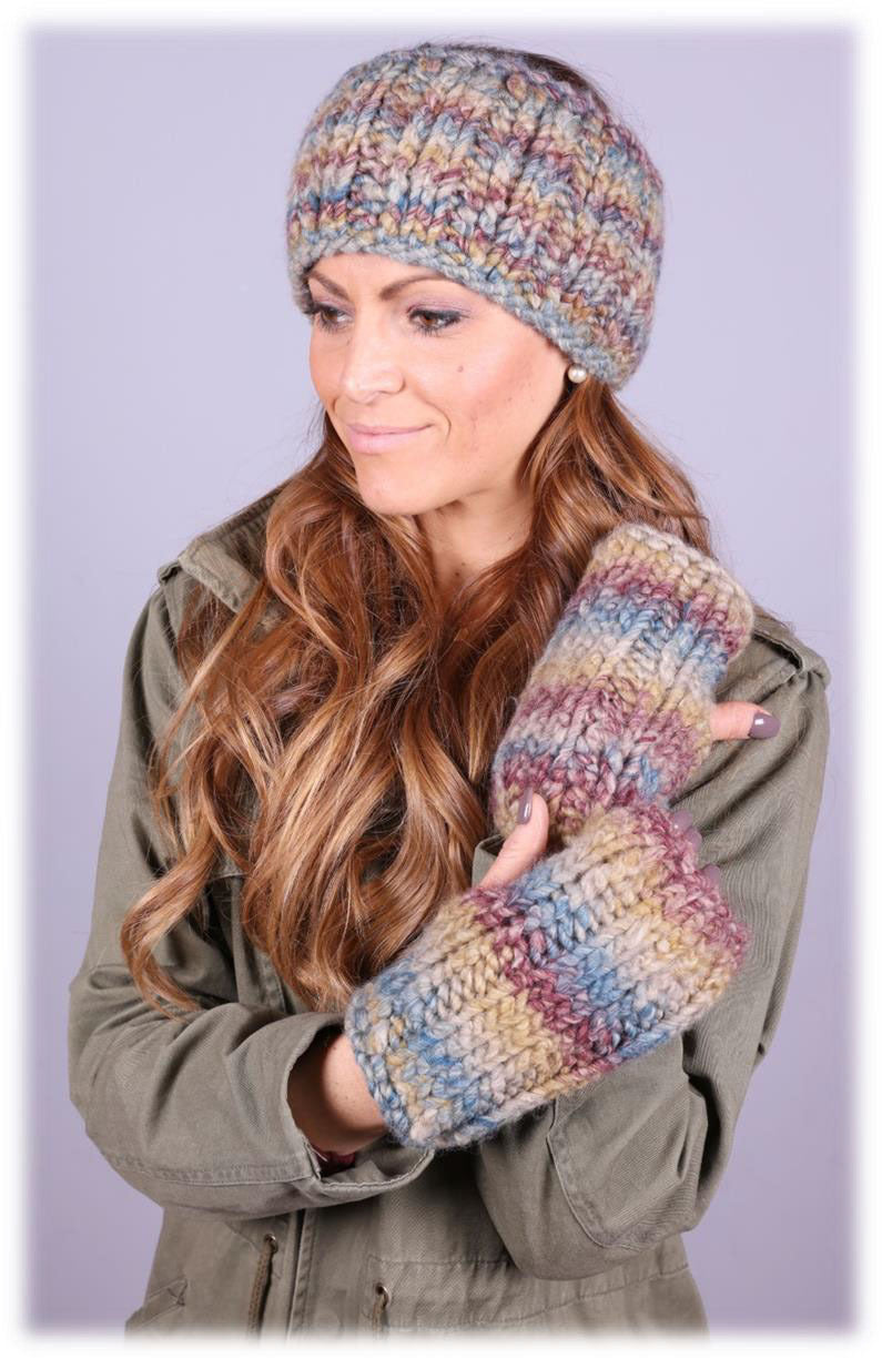 Headbands & Mitts Set in Plymouth Yarn Cannoli - 3041 - PDF
