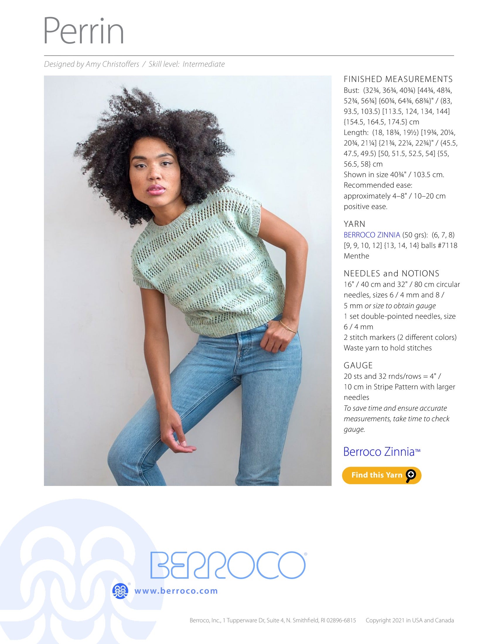 Berroco Perrin Jumper Knitting Pattern