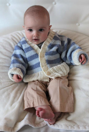 Striped Baby Cardigan in Plymouth Yarn Dandelion - 2251 - PDF