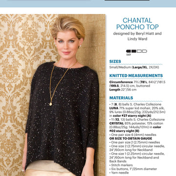 Stacy Charles Fine Yarns Chantal Poncho Top Knitting Pattern