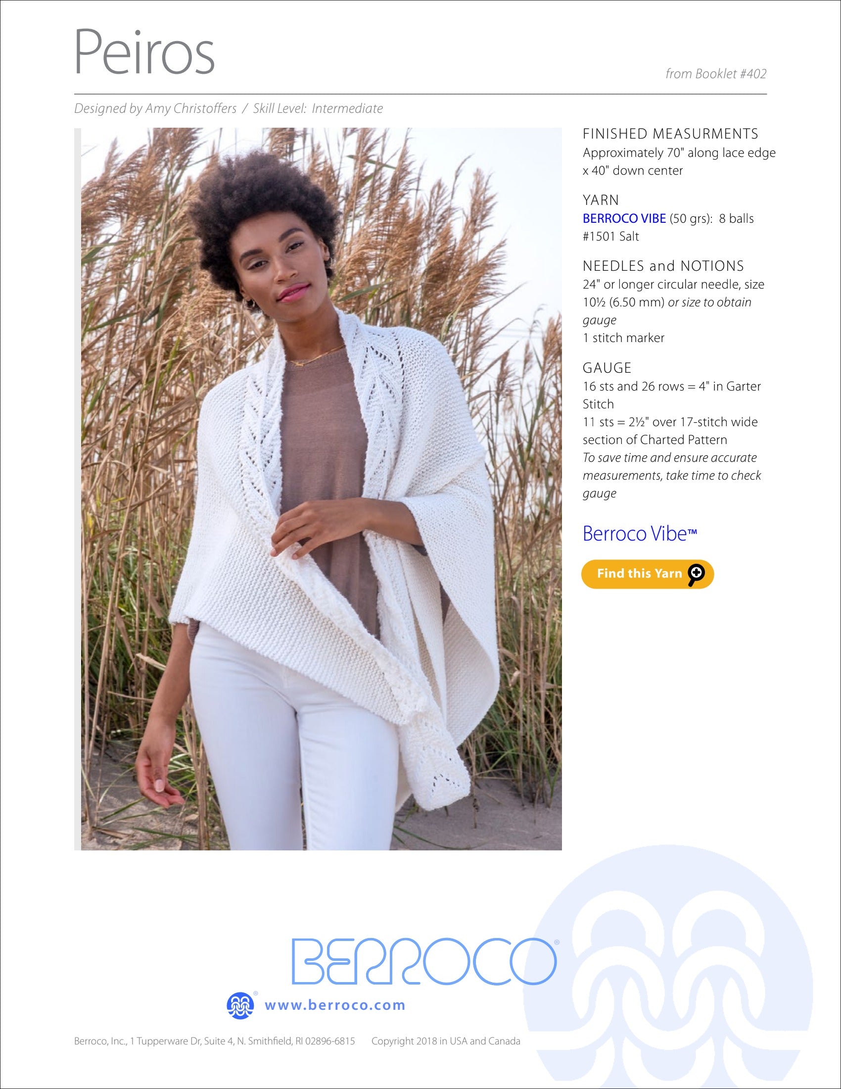 Berroco Peiros Wrap Knitting Pattern