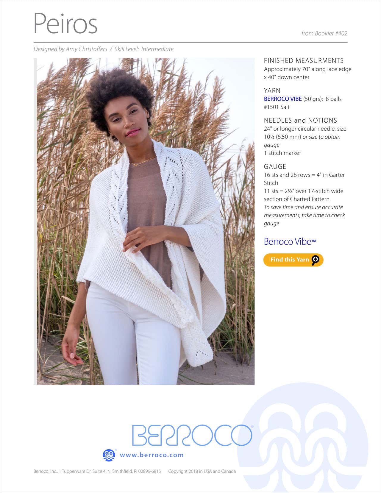 Berroco Peiros Wrap Knitting Pattern