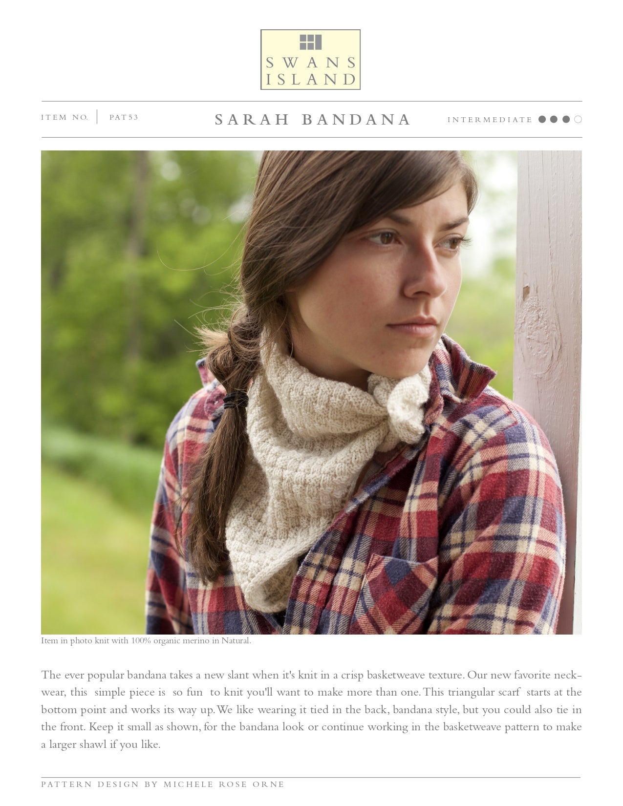 Swans Island Sarah Bandana Scarf Knitting Pattern