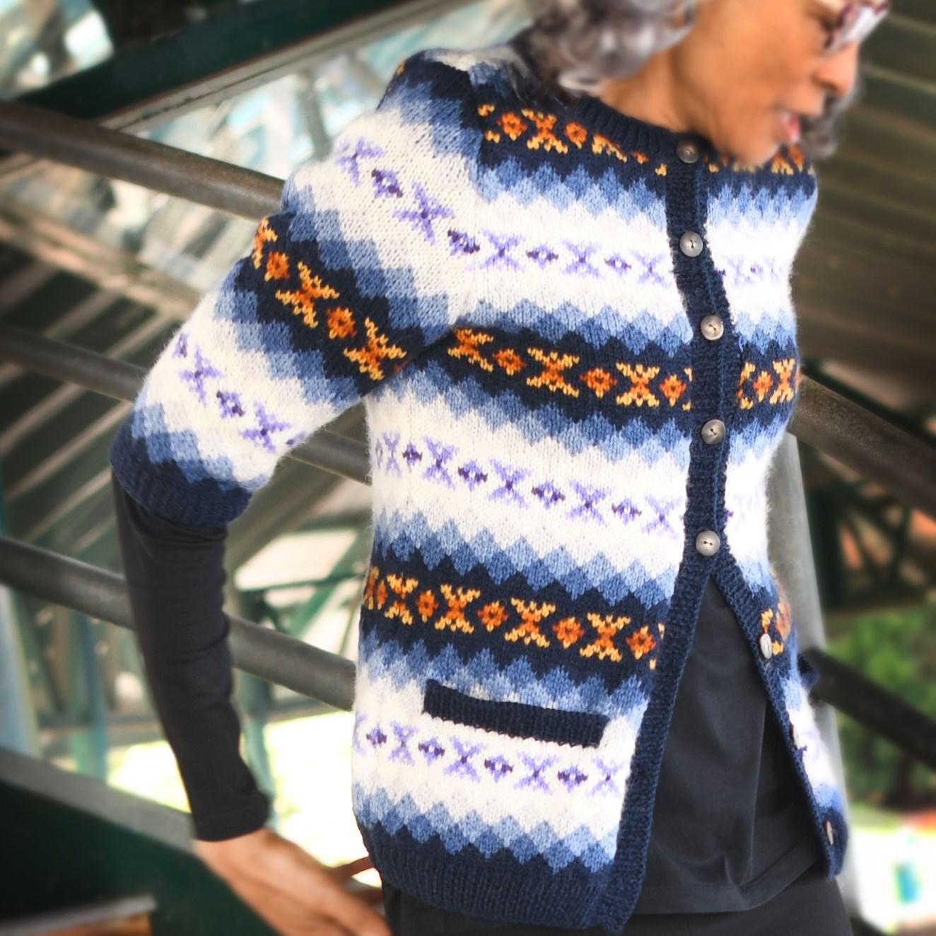 Cascade Yarns DK Women's Retro Fair Isle Cardigan Knitting