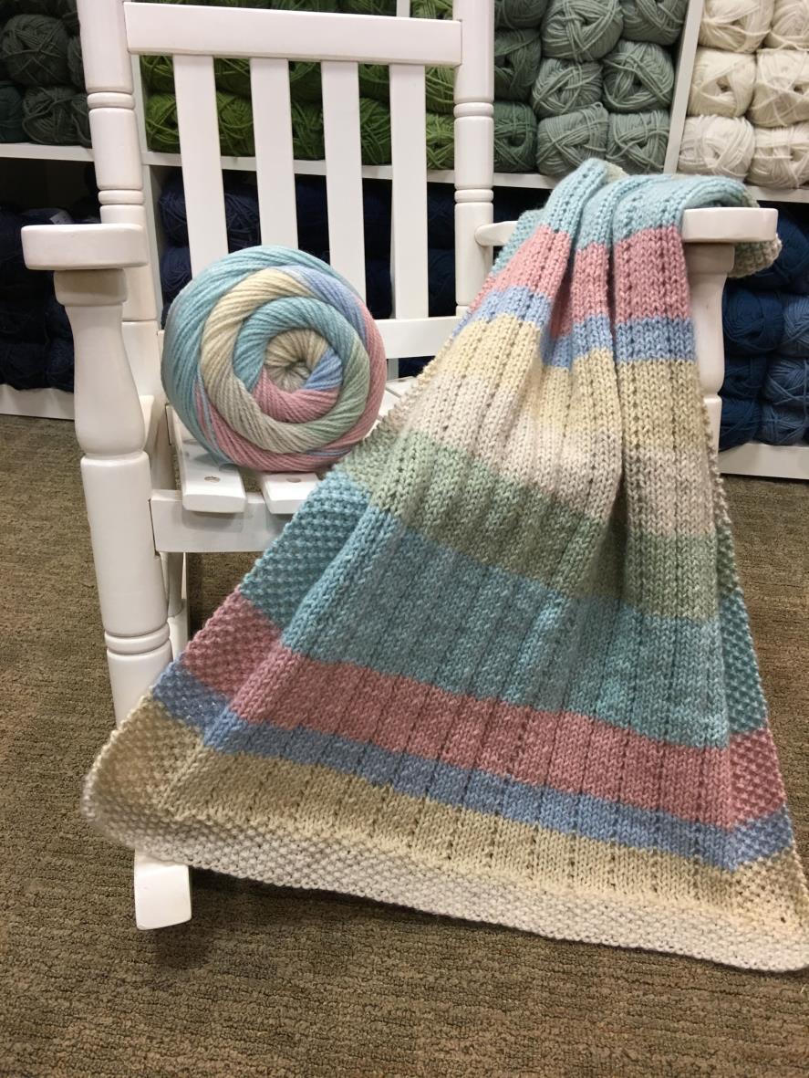 Plymouth Yarn Vertical Lines Baby Blanket Knitting Pattern