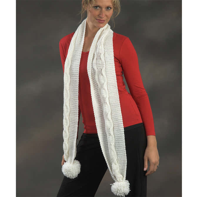 Plymouth Yarn 2152 Cabled Scarf Knitting Pattern