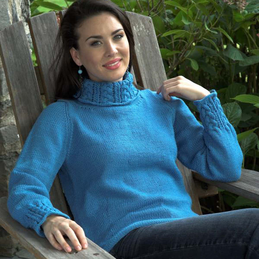 Plymouth Yarn Women's Cable Detail Pullover Knitting Pattern