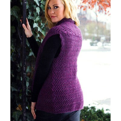 Plymouth Yarn 2695 Zig-Zag Shawl Collar Vest Knitting