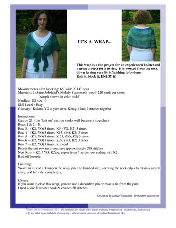 Jojoland It's A Wrap Knitting Pattern