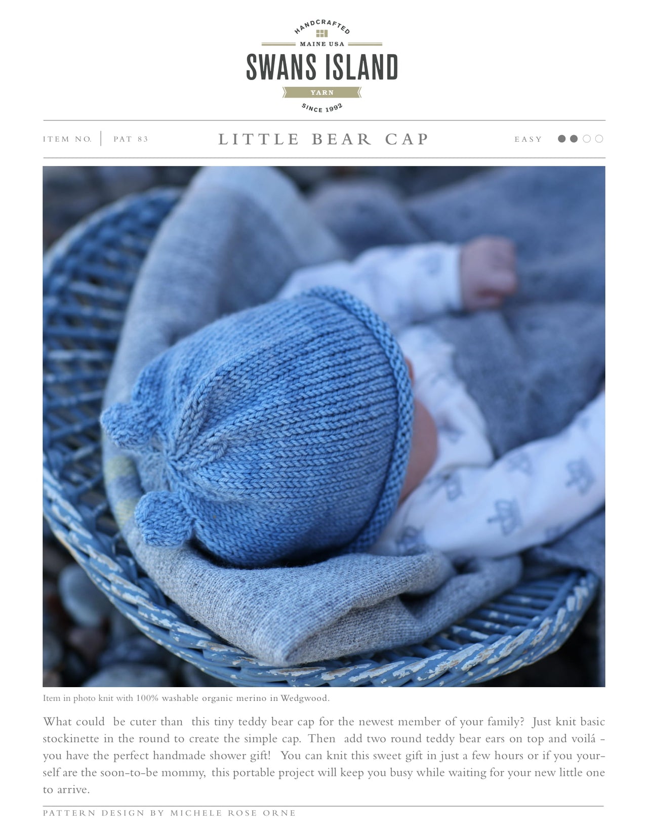 Swans Island Little Bear Cap Hat Knitting Pattern