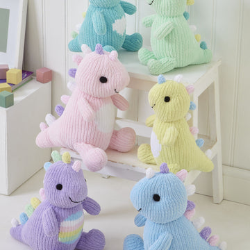 Cuddly Dinosaurs in King Cole Yummy and Dollymix DK - P9202 - Leaflet