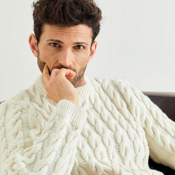 Sirdar Cabled Crew Neck Jumper Knitting Pattern