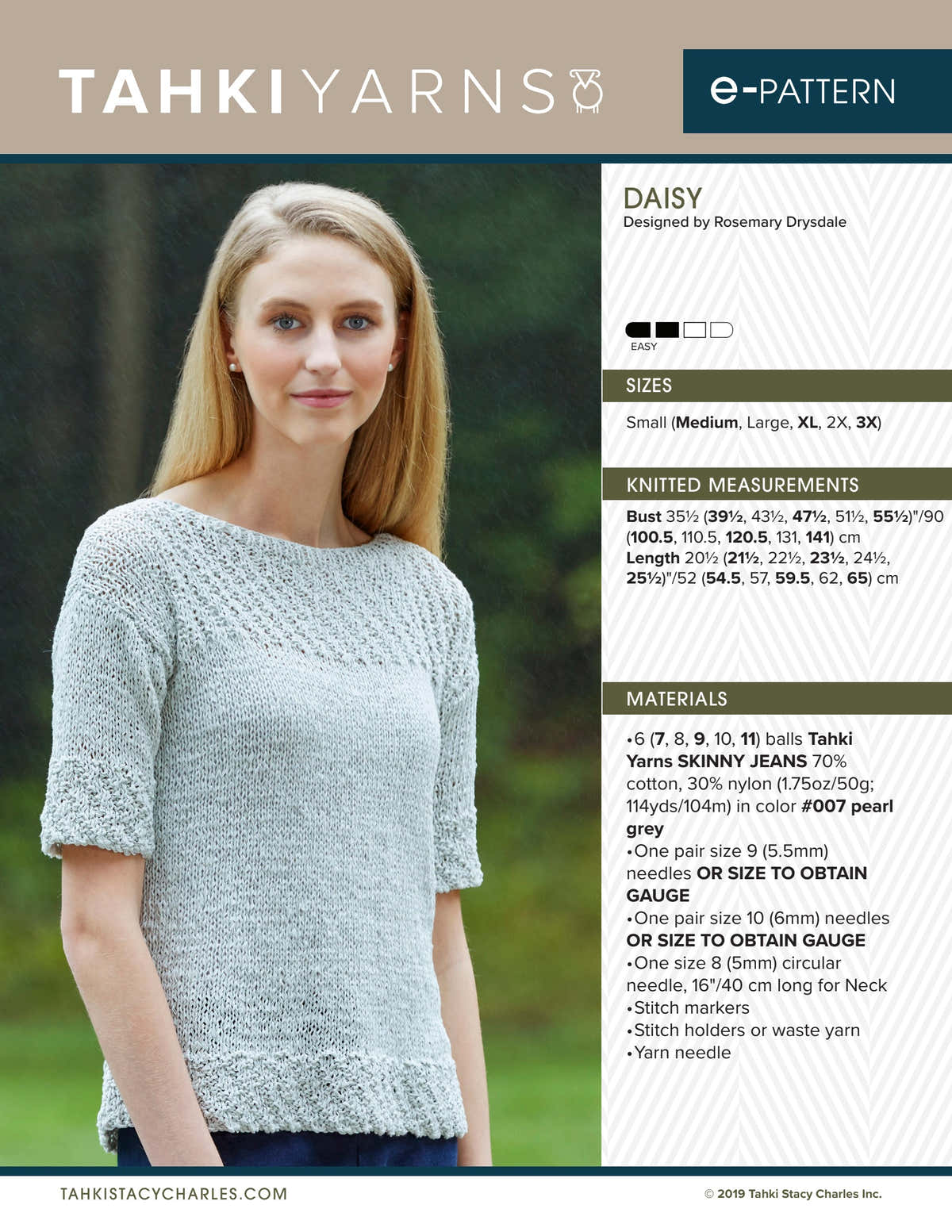 Tahki Yarns Daisy Knitting Pattern