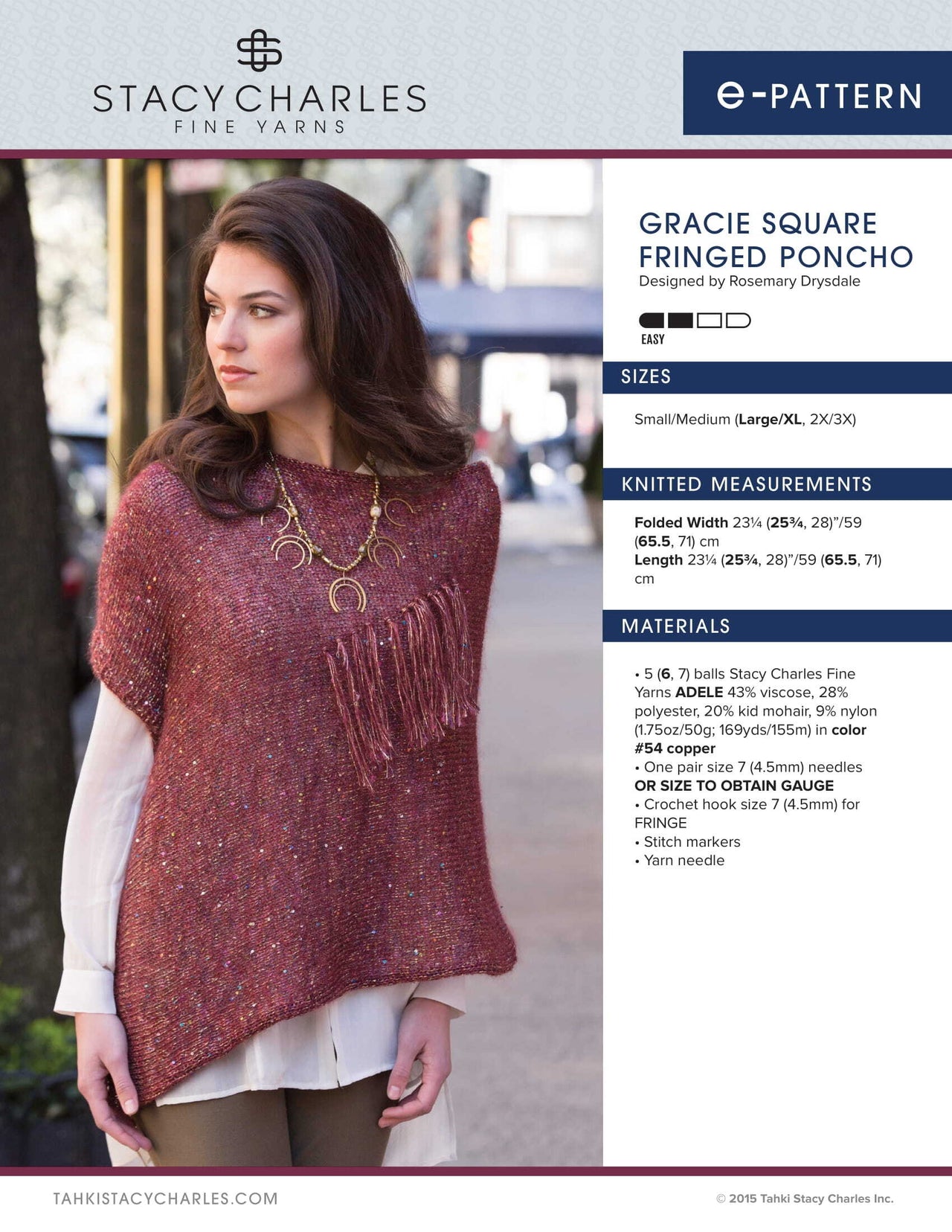 Stacy Charles Fine Yarns Gracie Square Fringed Poncho PDF