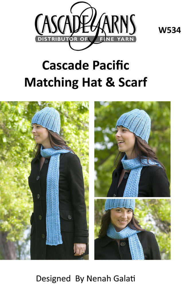 Matching Hat & Scarf Cascade Pacific Free Knitting Pattern