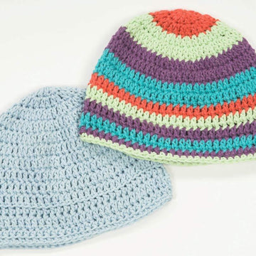 Crocheted Jeannee Worsted Chemo Caps in Plymouth Yarn Jeannee Worsted