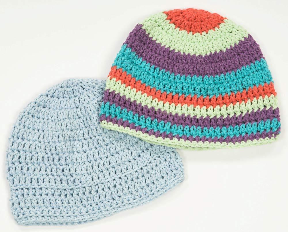 Crocheted Jeannee Worsted Chemo Caps in Plymouth Yarn Jeannee Worsted