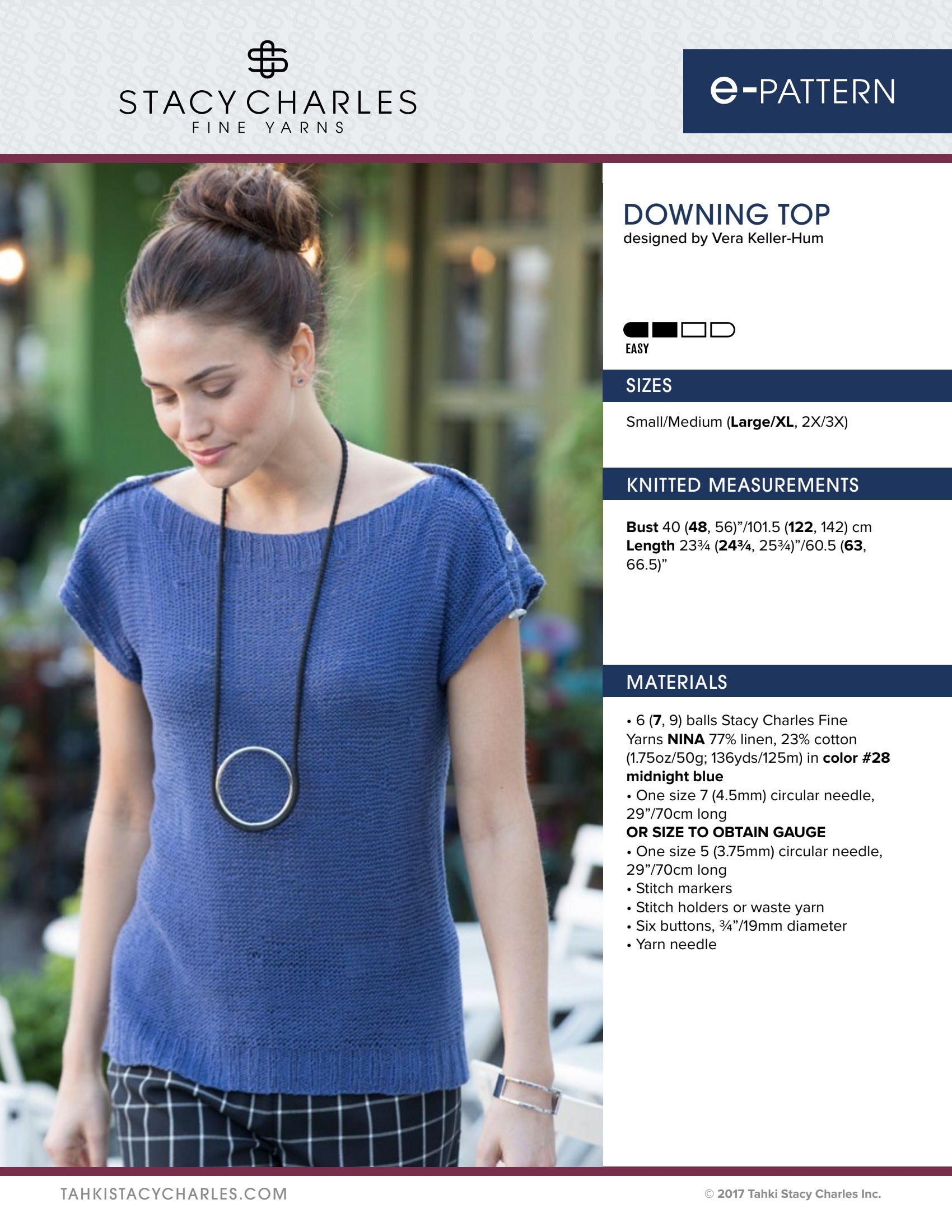 Stacy Charles Fine Yarns Downing Top Jumper Knitting Pattern