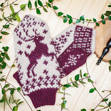 Fair Isle Deer Mittens