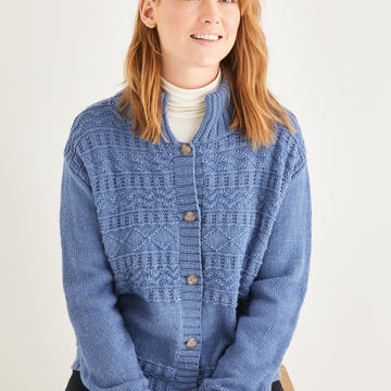 Sirdar 10210 High Neck Cardigan in Cashmere Merino Silk DK (Free)