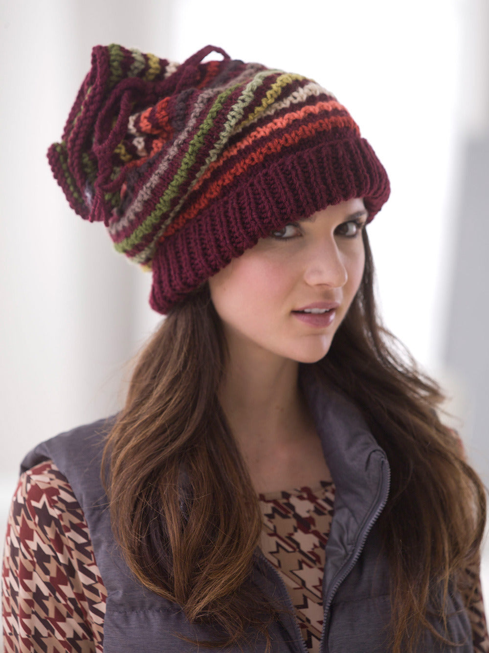 Drawstring Slouch Hat Knitting Pattern