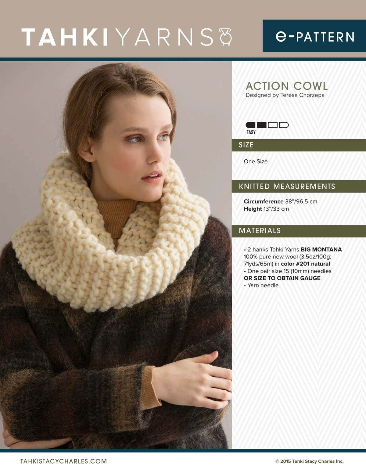 Tahki Yarns Action Cowl Knitting Pattern