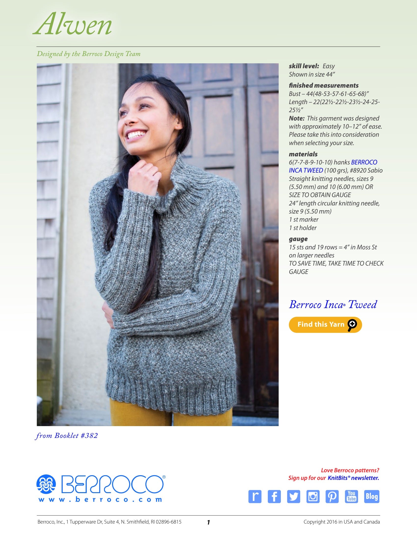 Berroco Alwen Jumper Knitting Pattern