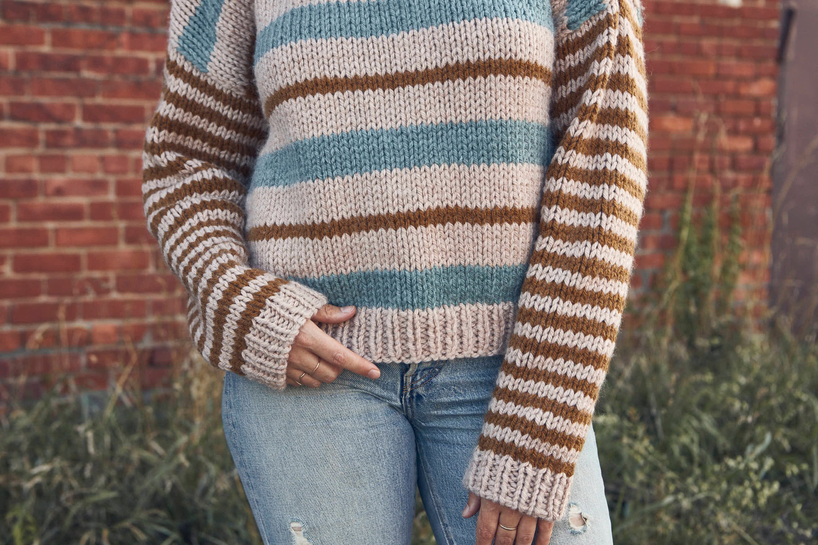 Easton Striped Pullover Jumper Knitting Pattern