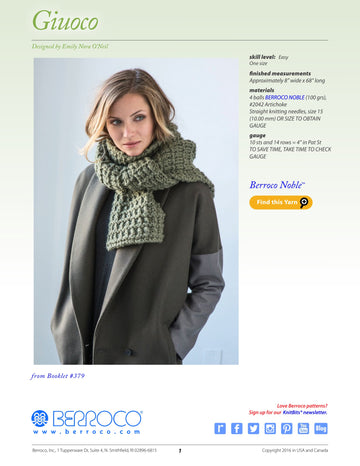 Berroco Guioco Scarf Knitting Pattern