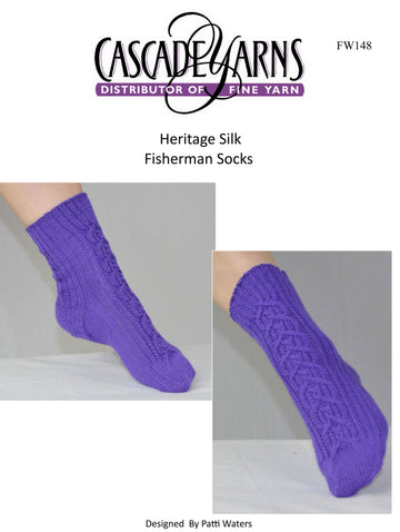 Fisherman's Socks in Cascade Heritage Silk - FW148 - Free PDF