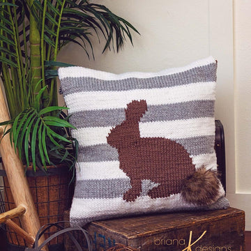 Fluffy Bunny Knit Pillow Cover