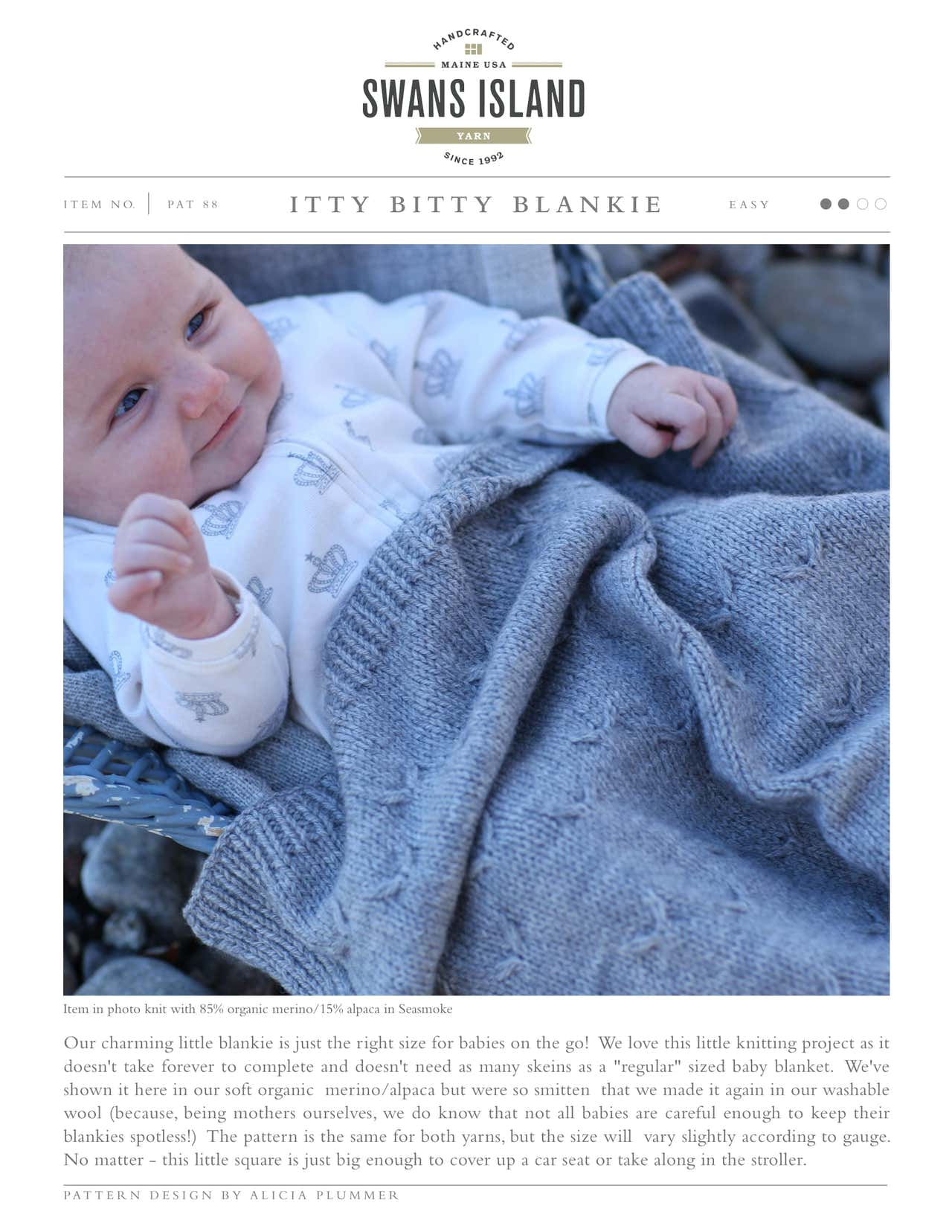 Swans Island Itty Bitty Blankie Blanket Knitting Pattern