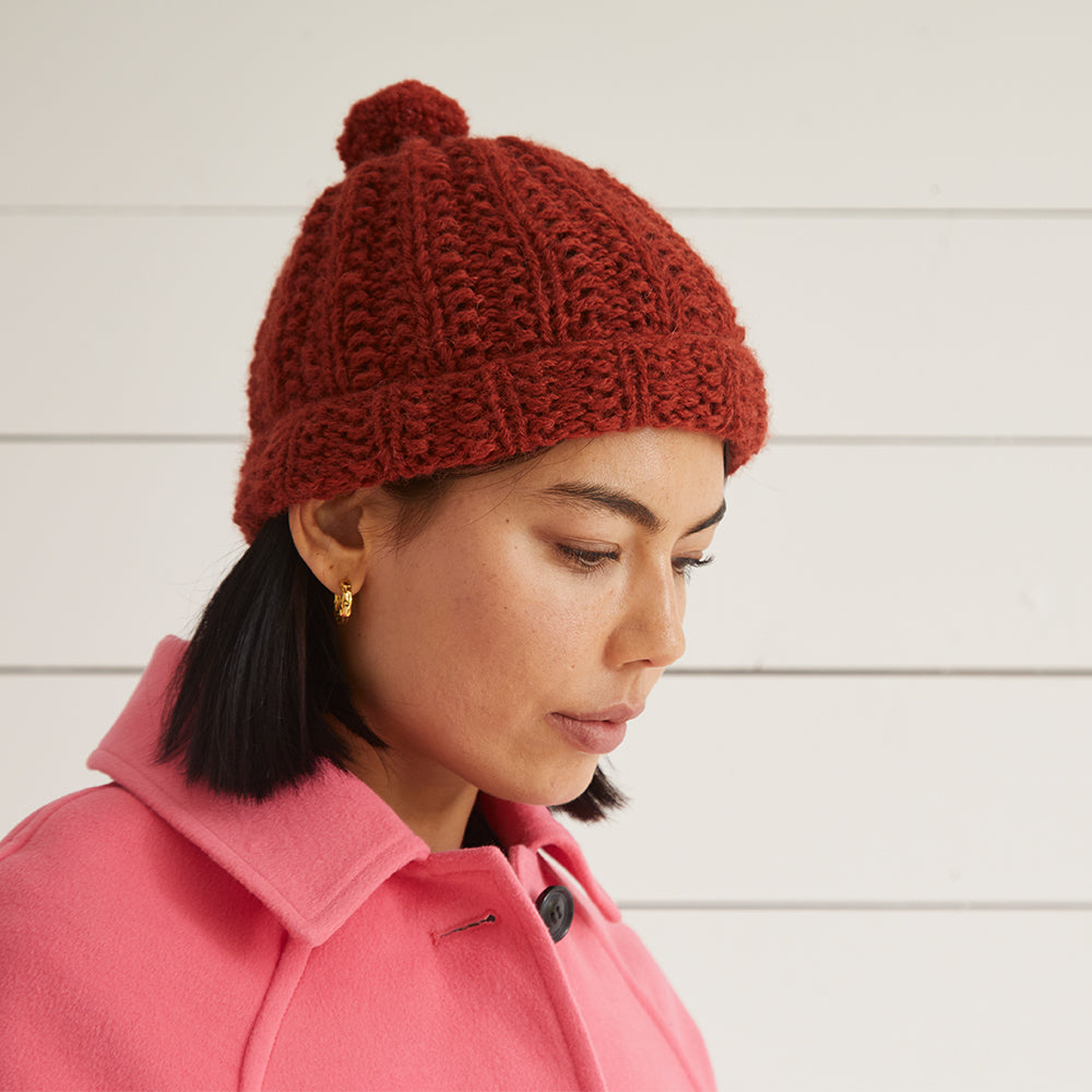 Debbie Bliss Moss Stitch Rib Hat Knitting Pattern