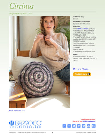 Berroco Circinus Homeware Knitting Pattern