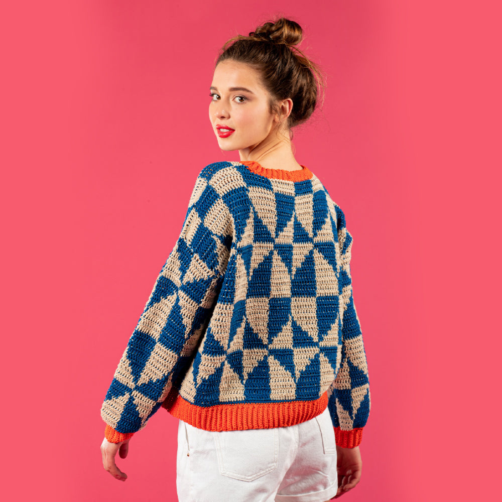 Paintbox Yarns Geometric Tile Sweater Crochet Pattern