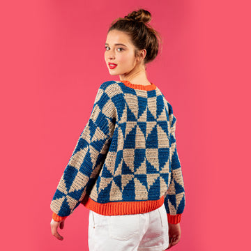 Paintbox Yarns Geometric Tile Sweater Crochet Pattern