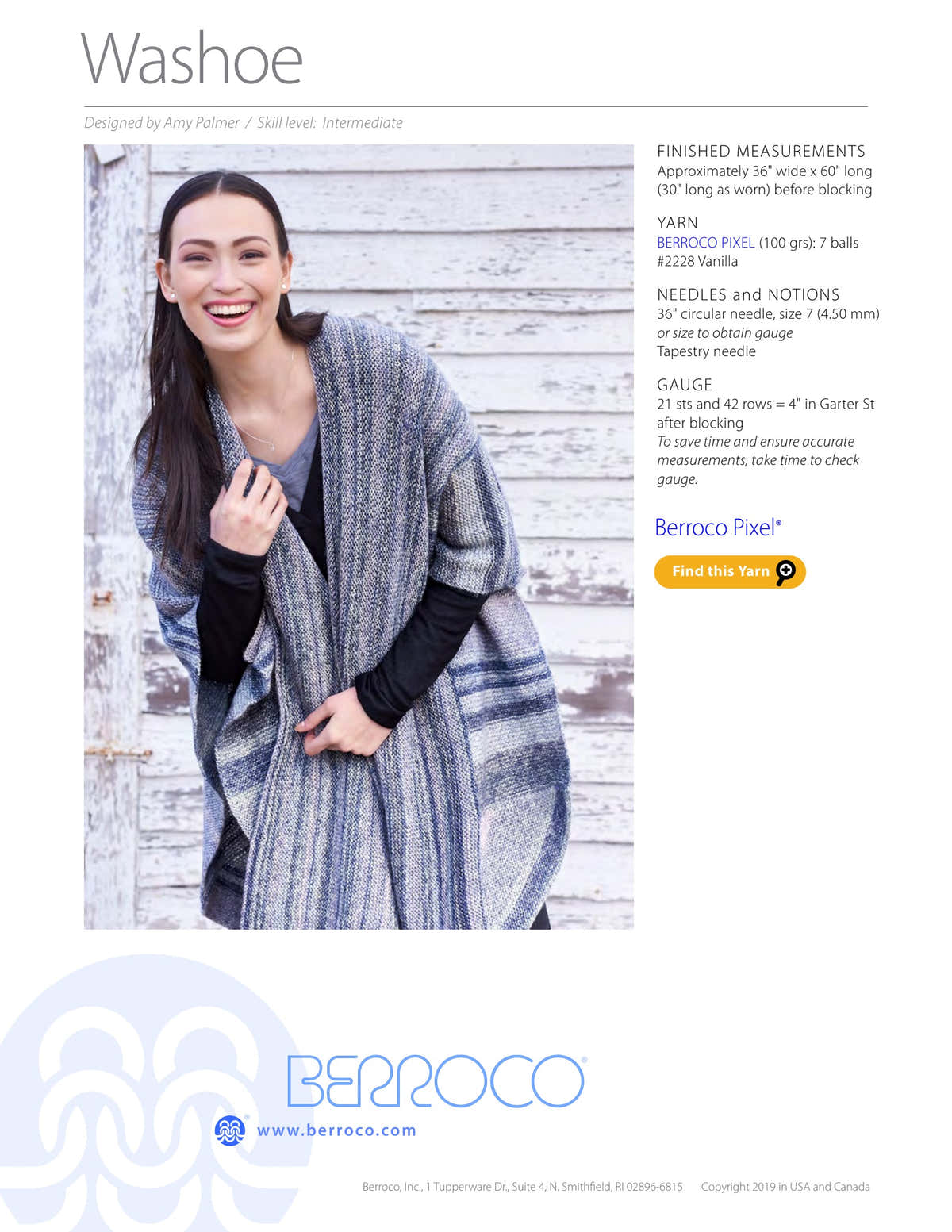 Berroco Washoe Cape Knitting Pattern