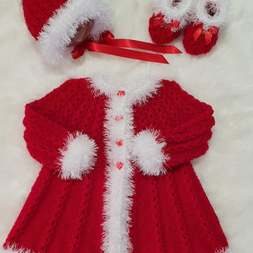 Holly swing coat with fur trim baby knitting pattern