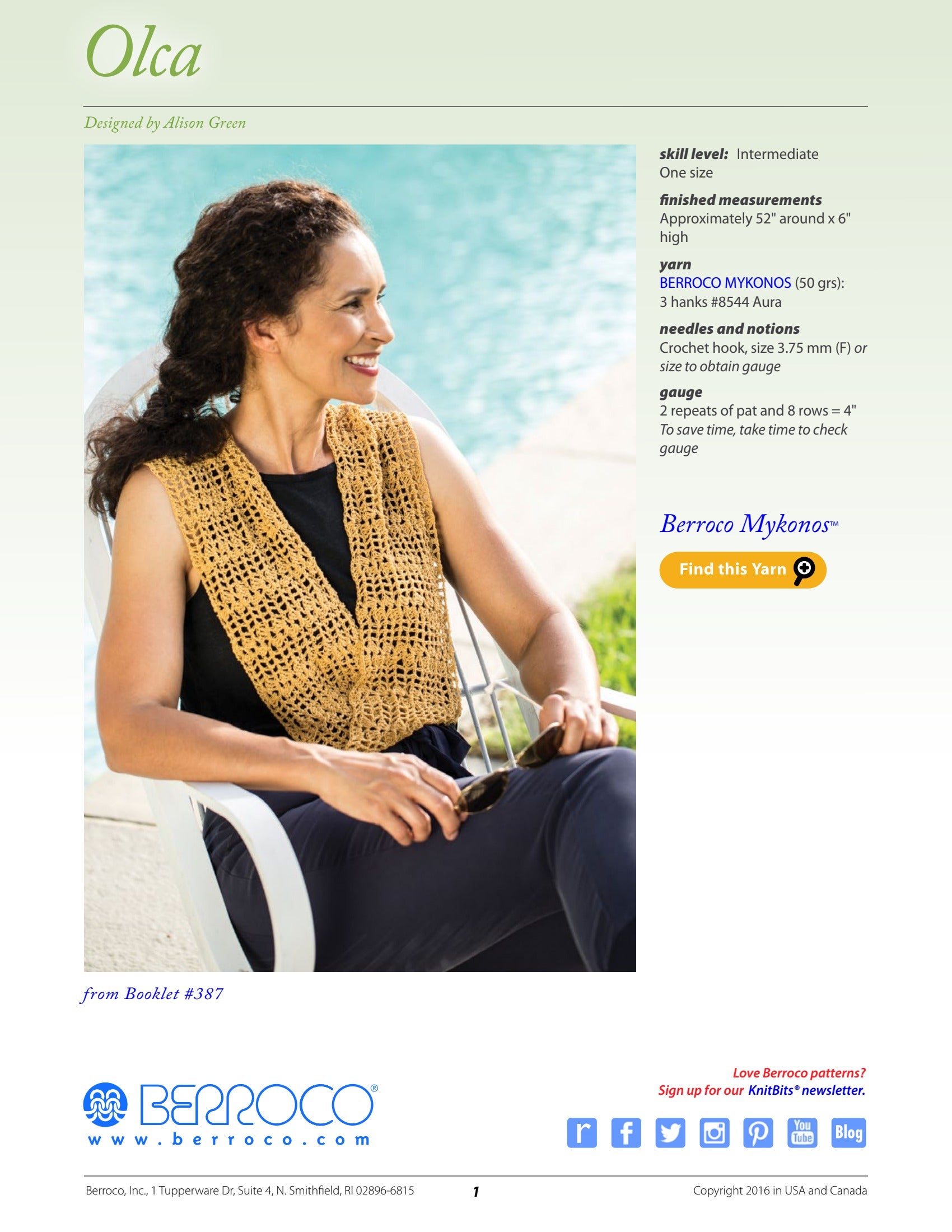 Berroco Olca Cowl Crochet Pattern