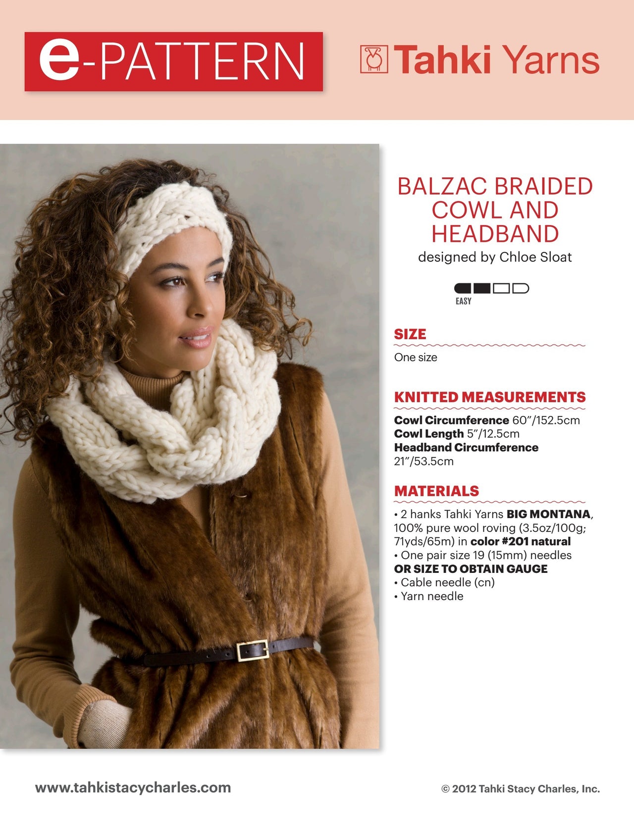 Tahki Yarns Balzac Braided Cowl and Headband PDF