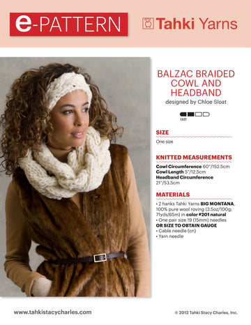 Tahki Yarns Balzac Braided Cowl and Headband PDF