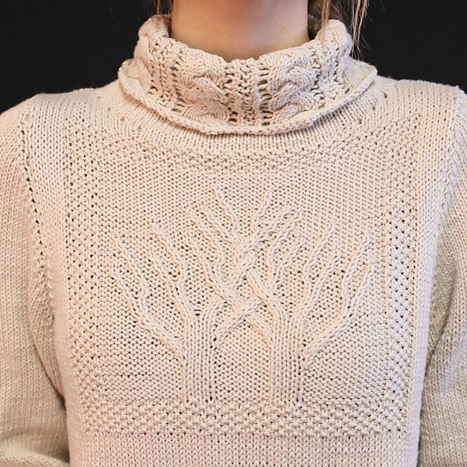 Plymouth Yarn Tree of Life, Cable Detail Pullover Knitting