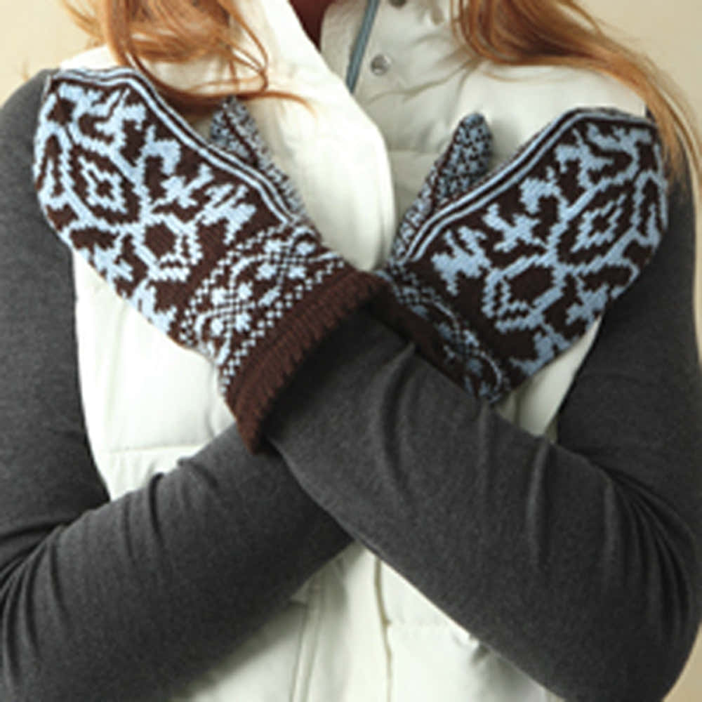 Valley Yarns Floral Brocade Mittens Knitting Pattern