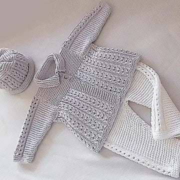 Quick knit baby jacket, hat and matching pants - P047