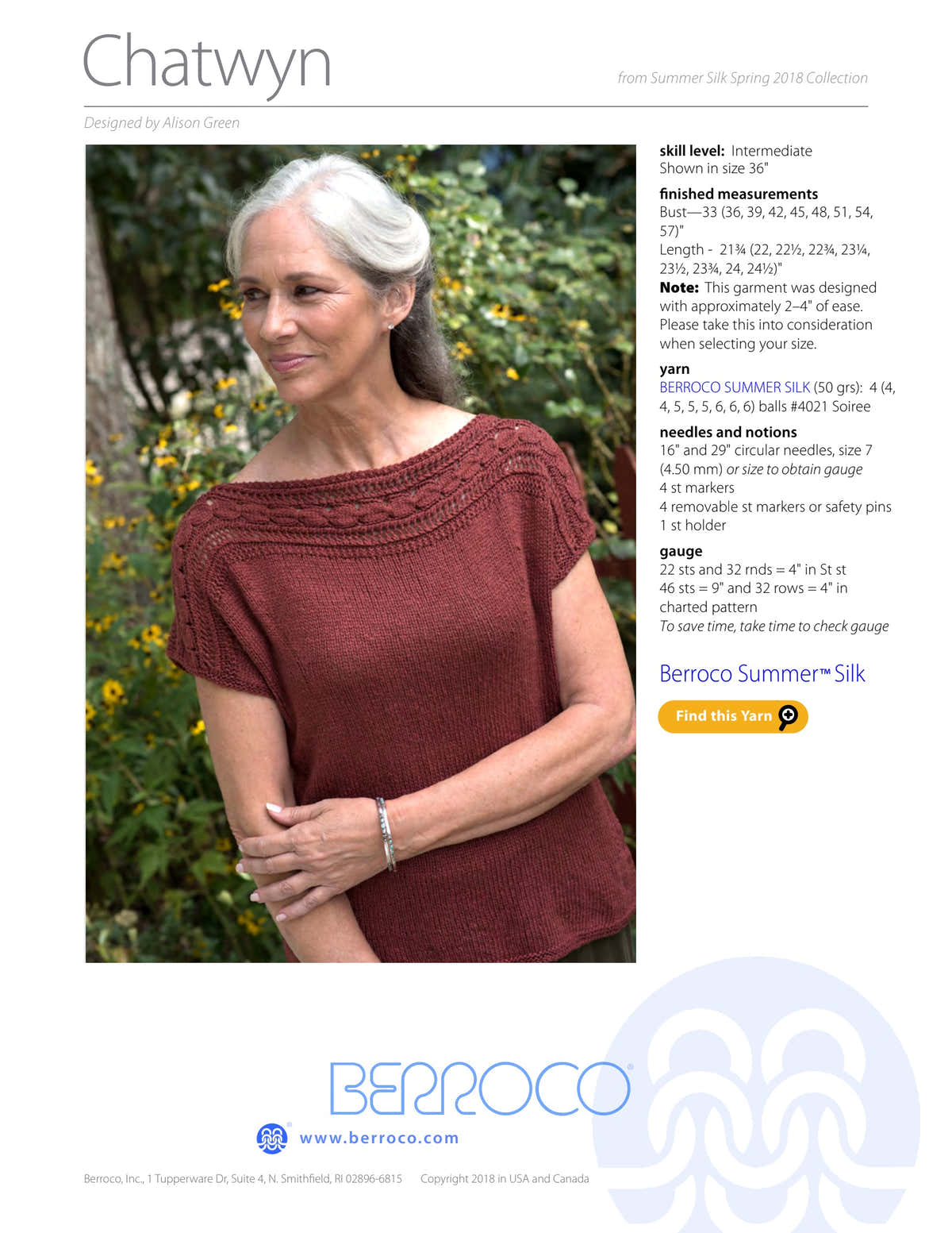 Berroco Chatwyn Jumper Knitting Pattern