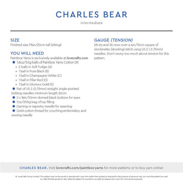 Paintbox Yarns Charles Bear Knitting Pattern
