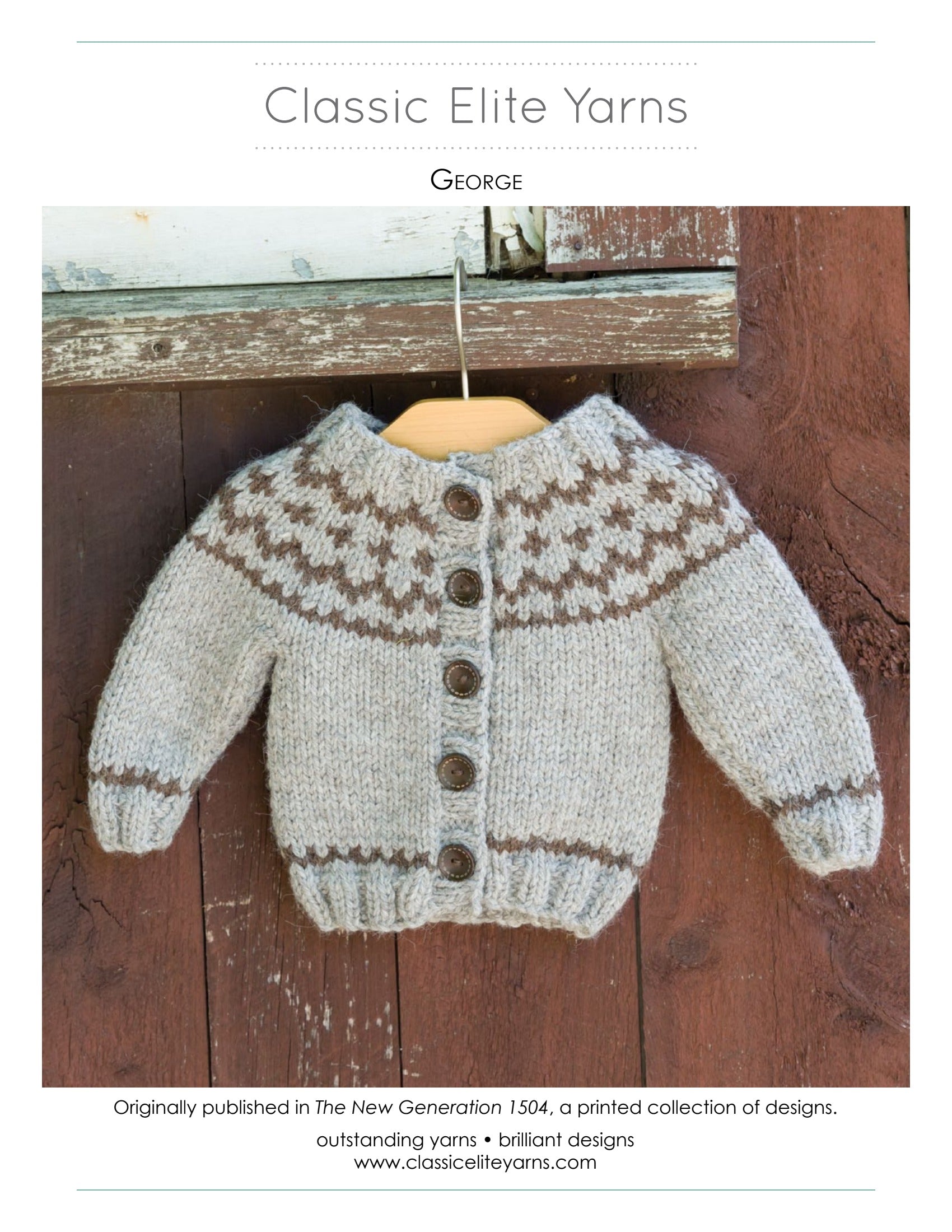 Classic Elite Yarns George Cardigan Knitting Pattern