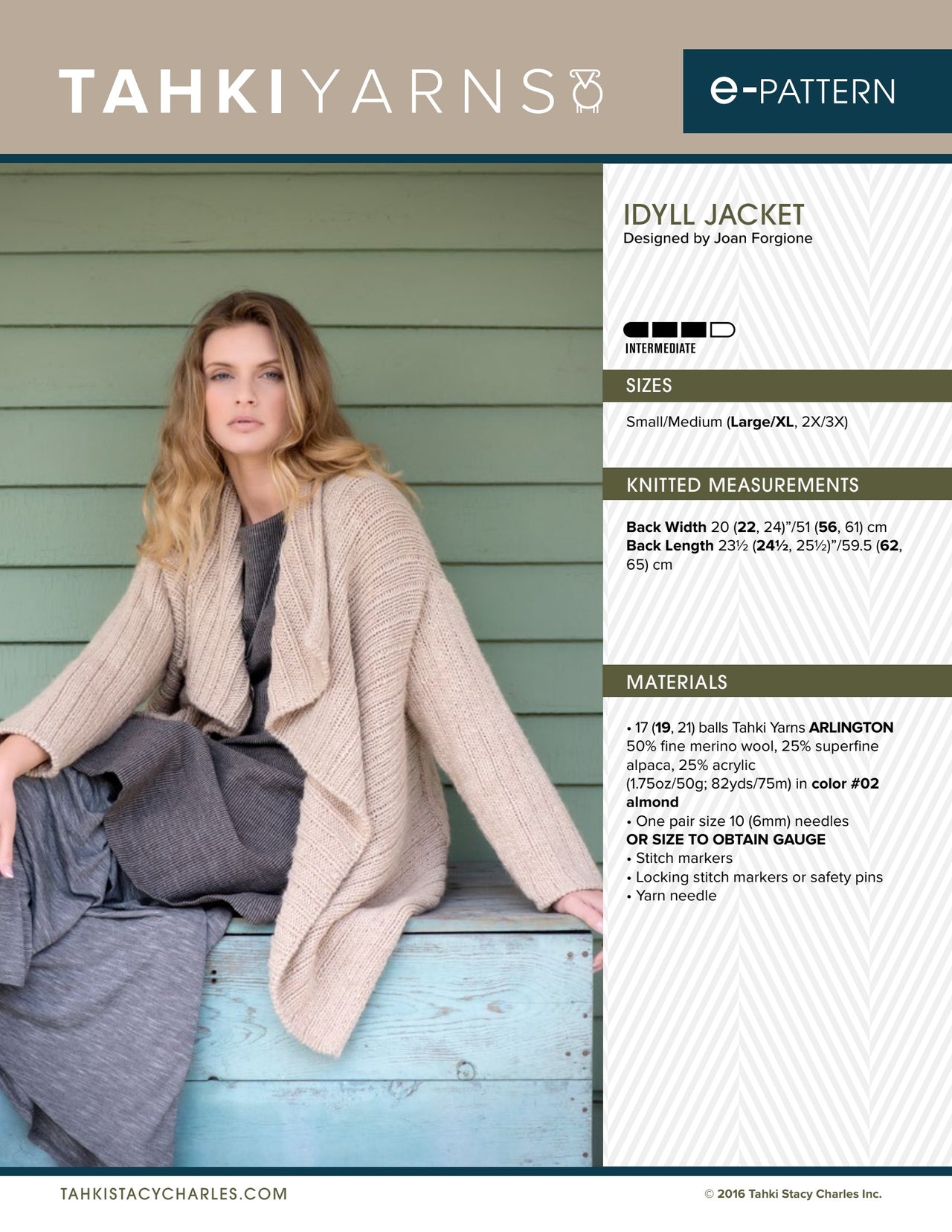 Tahki Yarns Idyll Jacket Knitting Pattern